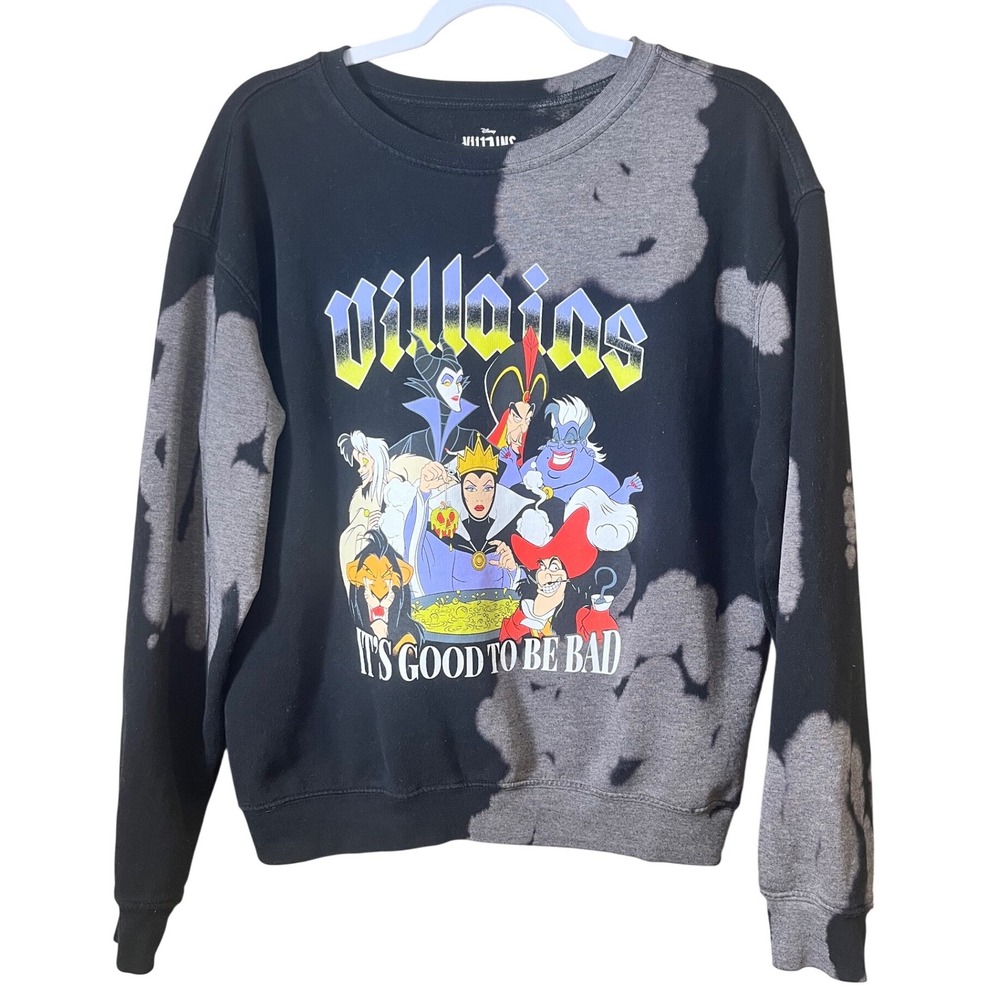 Disney Villains It's Good To Be Bad‎ Custom Bleached Crewneck Sweatshirt Medium